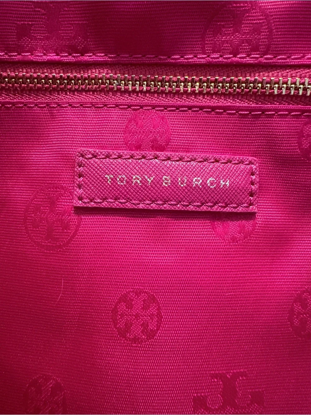 Tory Burch Plum Tote with Pink Trim